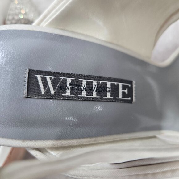 Vera Wang Large Bow Stilettos Rhinestone White Satin Formal High Heels  Pumps - Picture 9 of 11